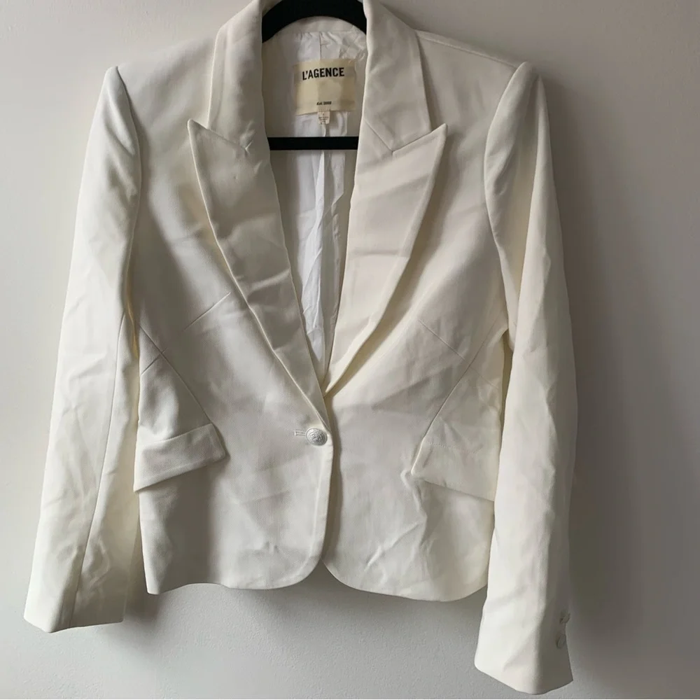 L'AGENCE Jennah Cropped Blazer in Ivory Sz 4‎ - Picture 6 of 13